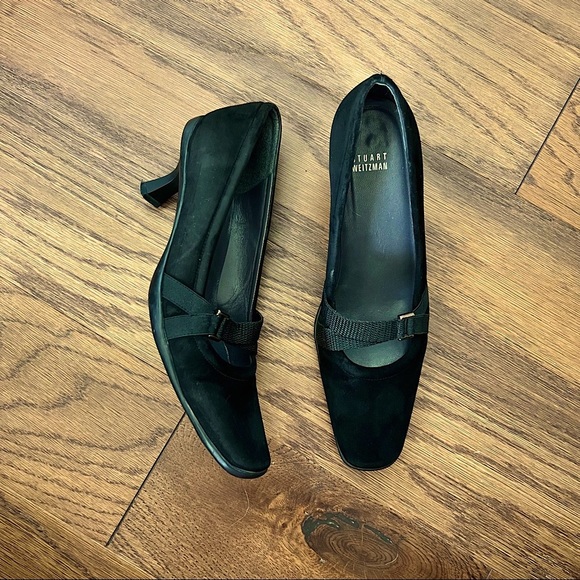 00s Stuart Weitzman Black Suede Vintage Heels with Strap Detail - Picture 4 of 14